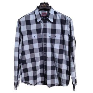 Untuckit Men's Blue Plaid Long Sleeve Button Up Shirt Size Large